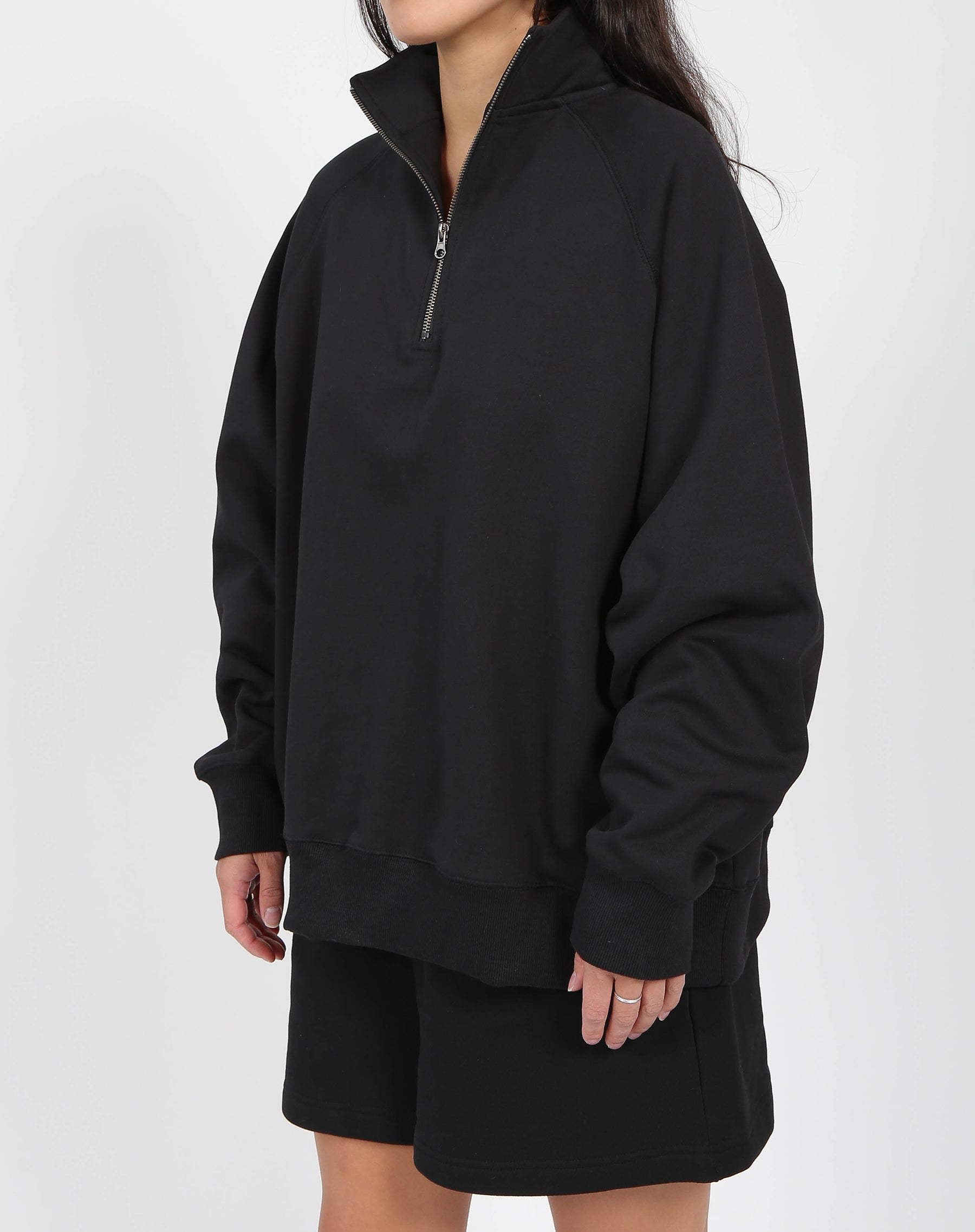 The Not Your Boyfriend Half Zip Sweatshirt | True Black | Ama La Vita
