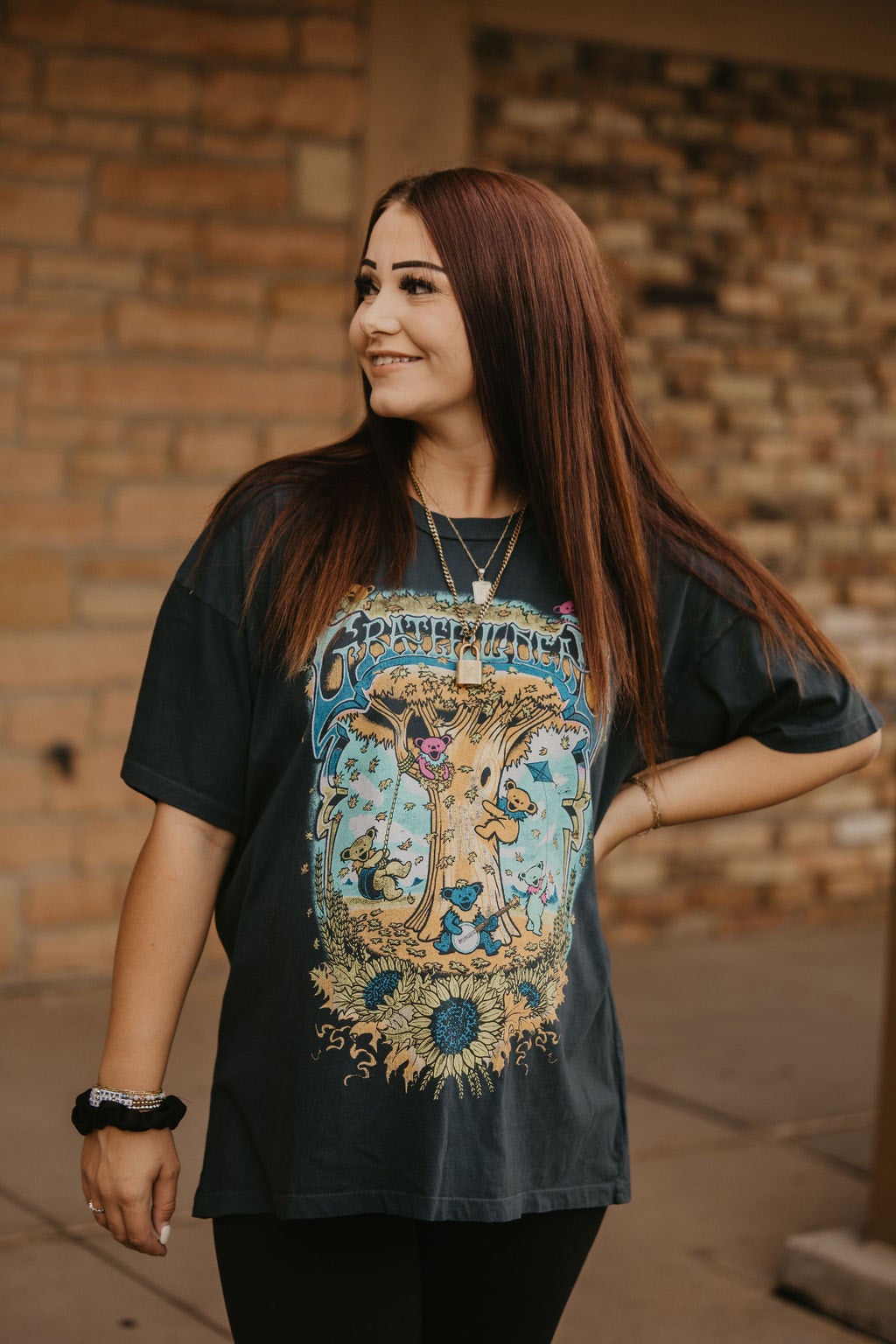 Daydreamer The Grateful Dead Women's Charcoal Autumn Bears Merch T-Shirt