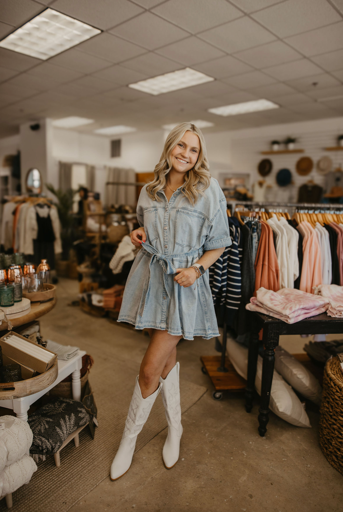 Free People Jenny Denim Tunic - Light Indigo Combo