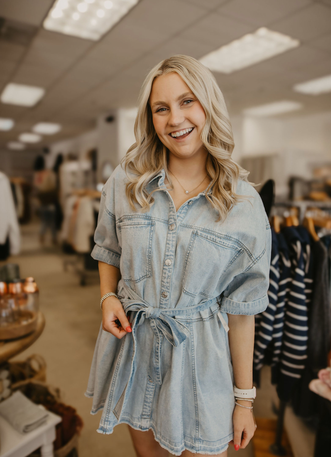 Free People Jenny Denim Tunic - Light Indigo Combo